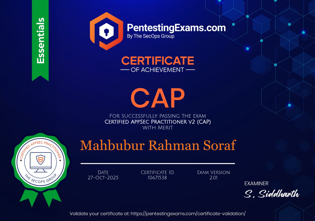 CAP Certificate