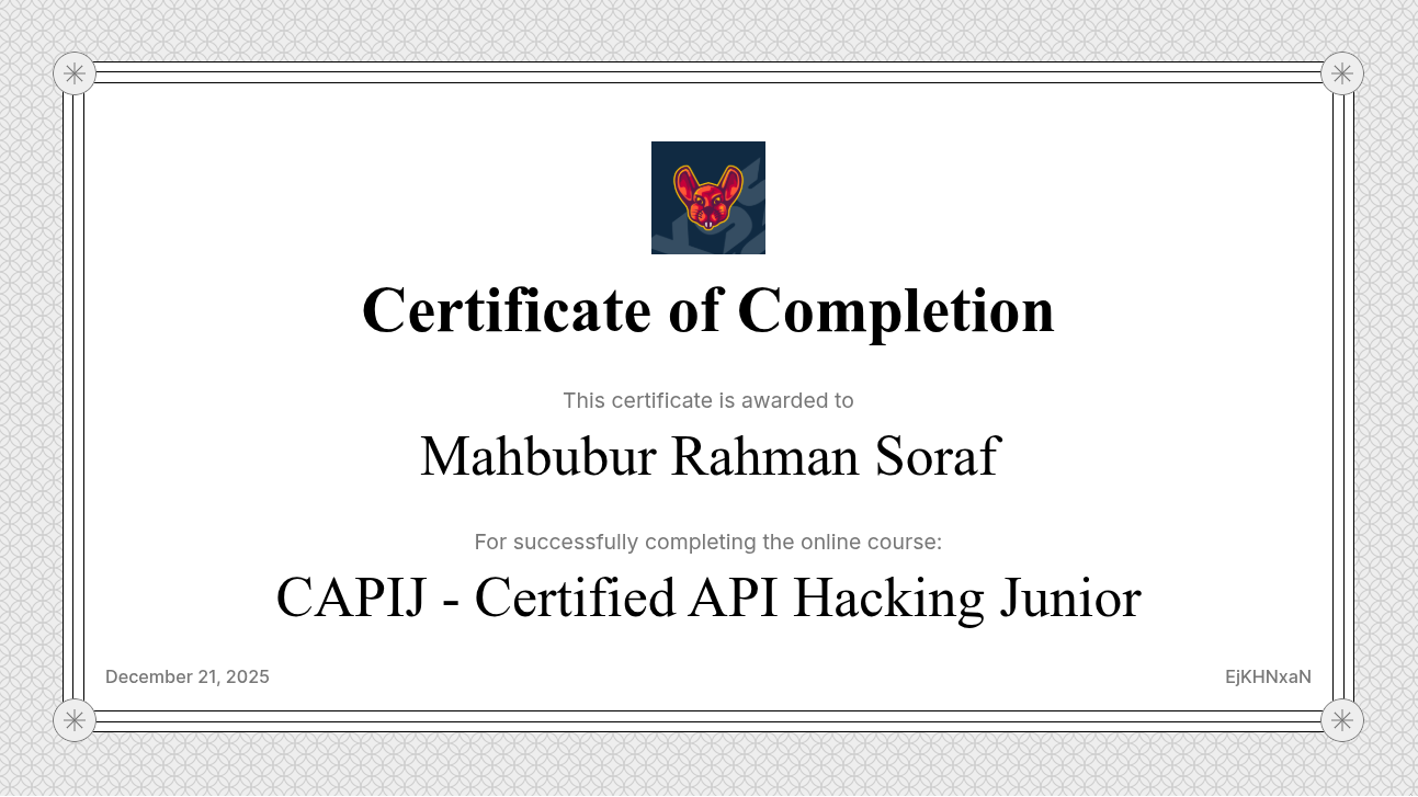 CAPIJ Certificate