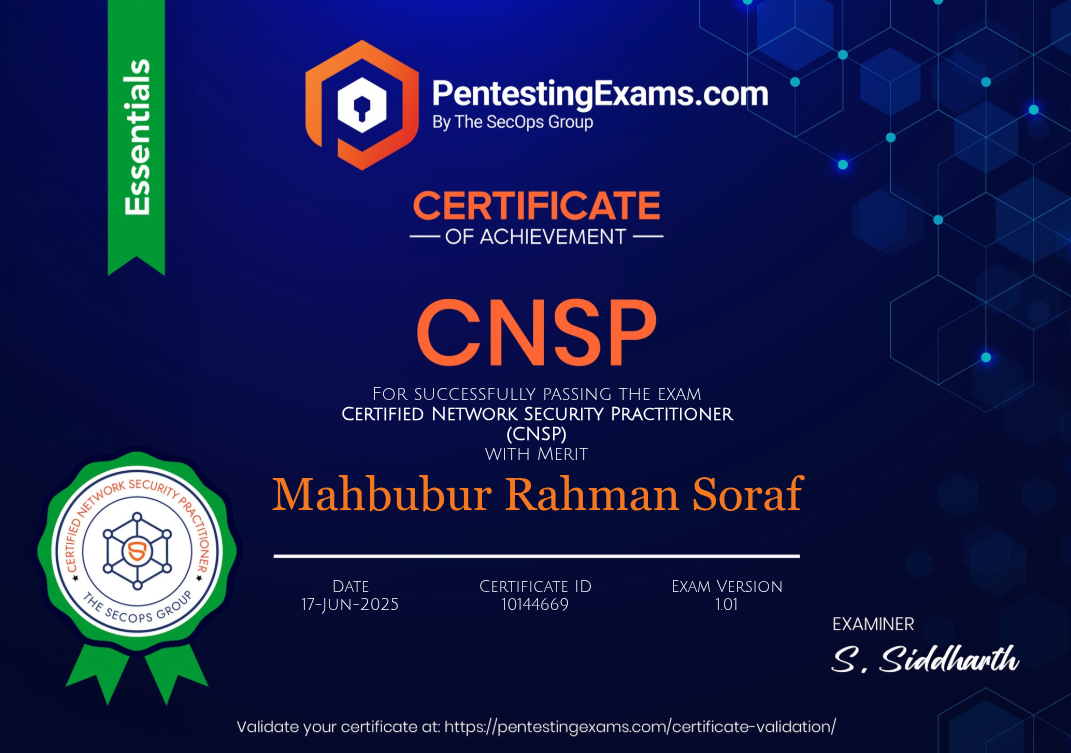 CNSP Certificate
