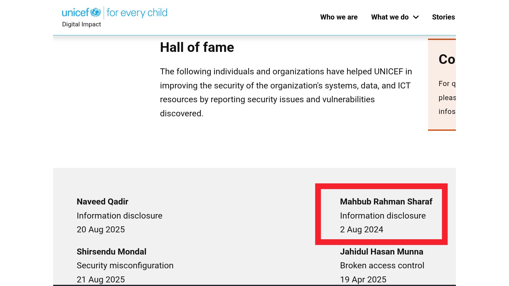 UNICEF Hall of Fame